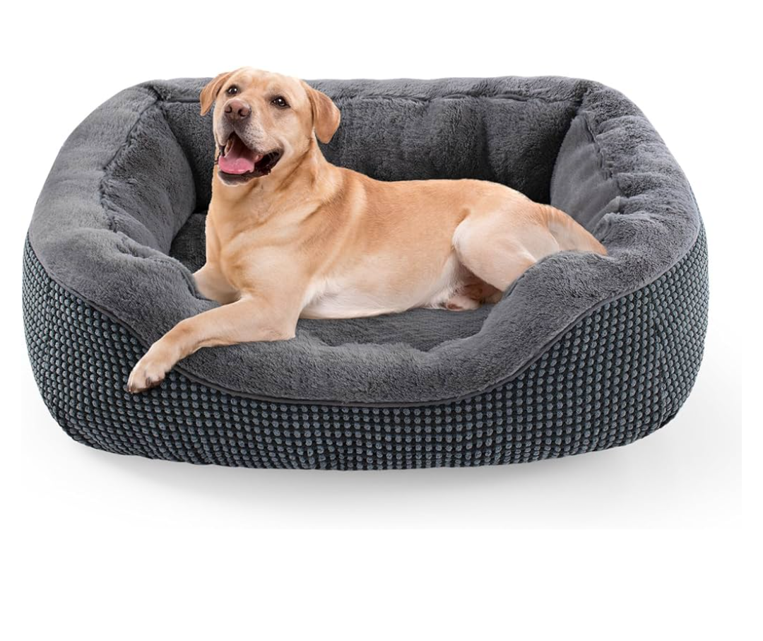 INVENHO Large Dog Beds Large Sized Dog Washable, Orthopedic Warming Soft Sleeping Puppy Bed Durable Pet Bed with Anti-Slip Bottom L(35"x25"x10")