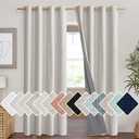 NICETOWN Natural 100% Blackout Linen Curtains 84 inch Long Burg for Living Room, 2 Panels, 52" Wide, Farmhouse Thick Completely Blackout Window Treatment Thermal Insulated Warm Drapes for Winter
