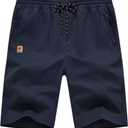 QPNGRP Men's Stretch Waist Casual Shorts with 5 Pockets Include 1 Zipper Pocket (Black)