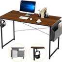 Sengo Computer Desk Home Office Desk, Black Desk Laptop Desk Sturdy Work Table PC Table, Home Desk Workstation, with Storage Space Strong Legs (40", Espresso)