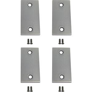QCAA Stainless Steel Door Strike Filler Plate, 2-1/4" x 1-1/8", US32D Stainless Steel, Made in Taiwan, 4 Pack