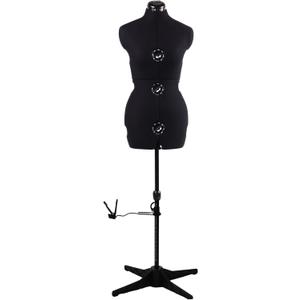 Dress Forms for Sewing, Black Female Mannequin Adjustable Size 6-14, Pin able Model Body with 13 Dials & 360 Degree Hem Guide, Up to 75" Height Adjustable for Clothing Display