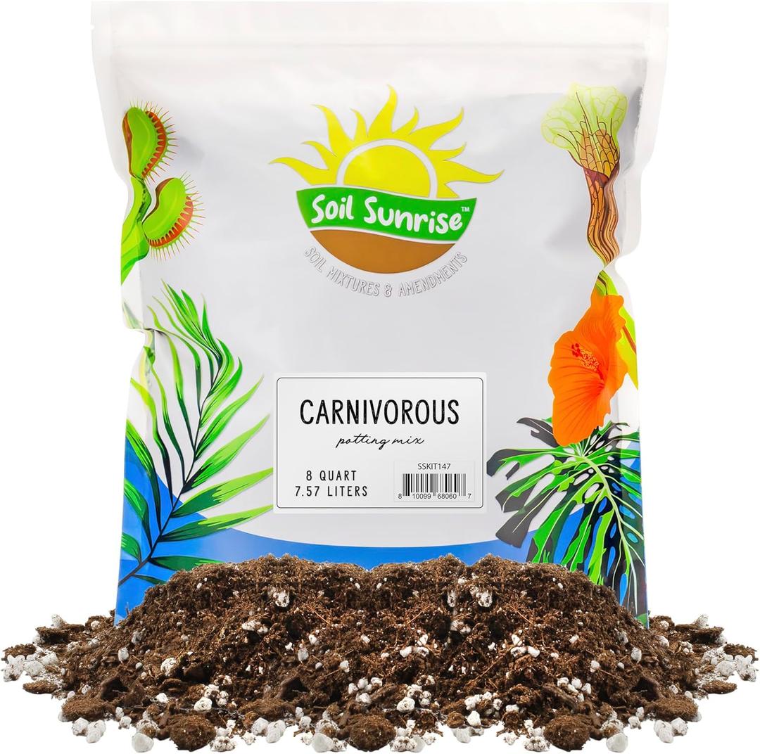 Soil Sunrise Carnivorous Plant Potting Soil Mix (8 Quarts) Ideal Additive for Venus Fly Traps, Sundews, and Pitcher Plants
