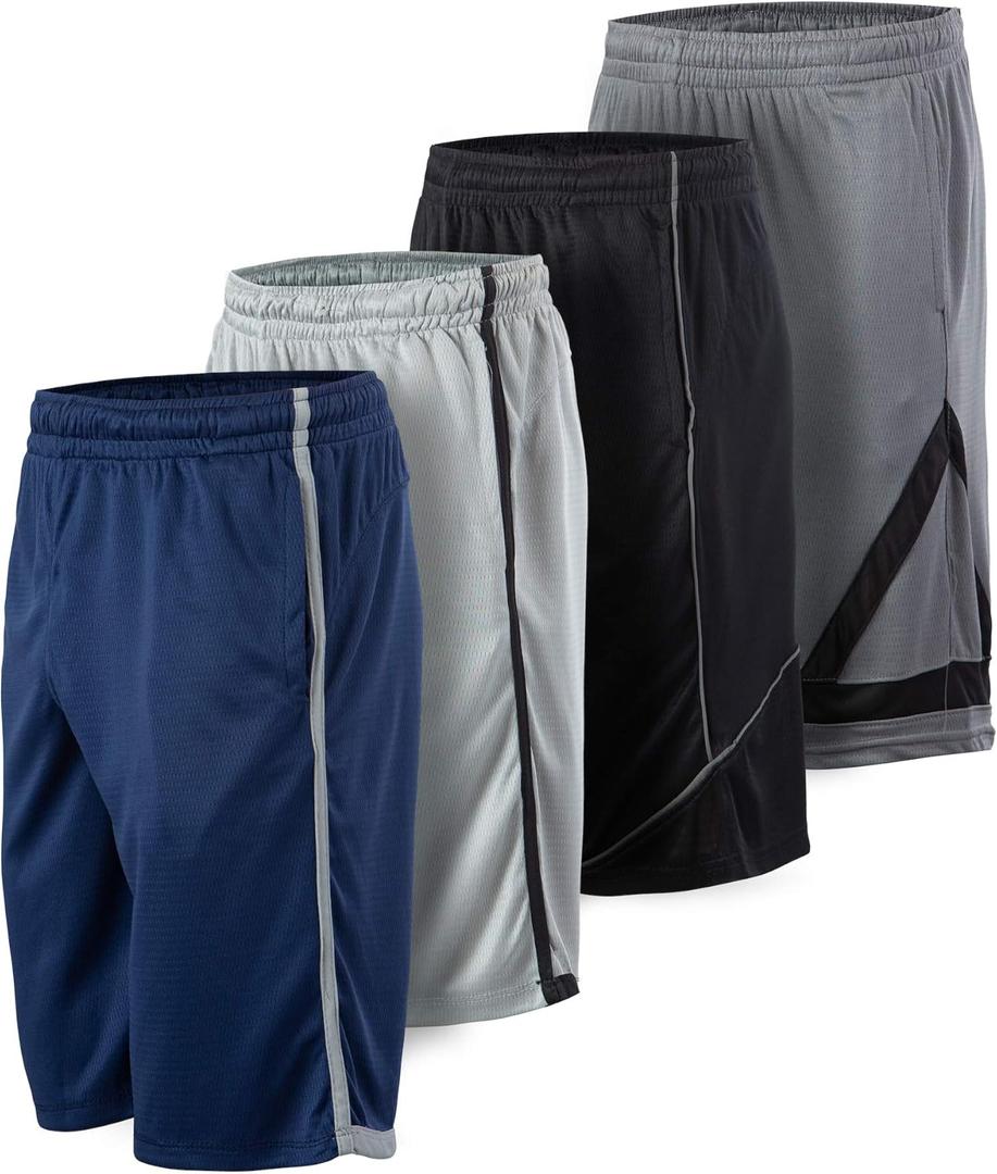 Essential Elements Men’s Athletic Shorts 4 Pack – Quick-Dry Moisture Wicking Basketball, Gym & Workout Shorts with Pockets
 (XXXL)