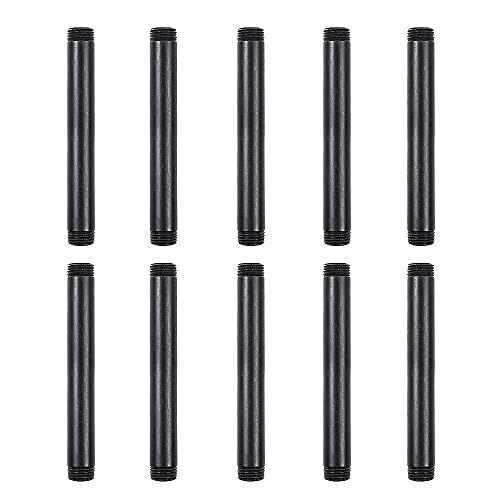 Niubid 10 Pack 1/2 Inches x 6 Inches Black Malleable Steel Nipples Fitting, DIY Steampunk Industrial Vintage Style.
