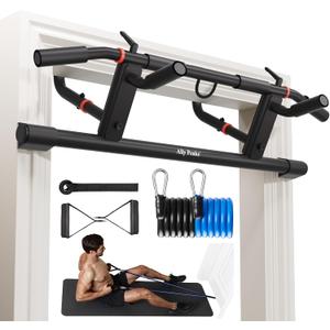Ally Peaks Pull Up Bar for DoorwayAdjustable Handle Width Pullup Bar with 2Pcs Exercise Resistance BandsNew 2026 Upgraded At Home Workout Equipment Chin Up BarMultiple Original U.S. Patents