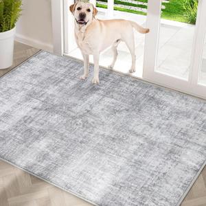 COMSLE Door Mat, Front Door Mat Indoor for Entrance Faux Wool Absorbent Non Slip Modern Throw Rug for Entryway Hallway Muddy Paws - Pet Friendly, 32x48 Inches, Grey Machine Washable (32"x48", Minimalist Gray)