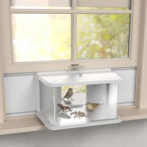 NiHome Window Bird Feeder with Close-Up Views for Bird-Watching, Fits 27" to 36" Wide Windows for Avian Enthusiasts & Nature Lovers