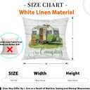 Camping Pillow Covers 18x18 Inch,Set of 4 Rustic Vintage Camper Throw Pillowcases, Linen Cushion Covers with Retro Travel Trailer Design for Sofa CouchOutdoor Dcor