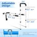 Bed Rails for Elderly Adults Safety - ASTM Approved Adjustable Bed Cane Supports 350LBS with Non-Slip Grip & Storage Pocket, Stable Bed Assist Rails for Seniors, Tool-Free (Medium, Black Curved Handle)