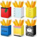 Sherr 6 Pcs Teacher Appreciation Gifts Bulk Wooden Teacher Pencil Dispenser for Classroom End of Year Teachers Gift from Student Classroom Pencil Holder Storage Organizer for Classrooms Office Desk