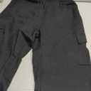 QIBABU Womens Fleece Cargo Sweatpants Casual Baggy Wide Leg Jogger Pants Athletic Open Bottom with Pockets(1777-Black-S-QB) M