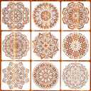 9 Pack 12x12'' Mandala Stencils for Painting on Wood, Floor, Wall, Tile Fabric, Reusable Furniture Stencils Painting Template