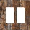 Decorative Outlet Covers Vintage Brown Wood Plank Texture 2 Gang Light Switch Cover Plate Double Rocker Wall Plate Switch Plate Covers Faceplate for Farmhouse Bedroom Home Decor