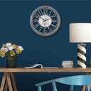 Bernhard Products Large Wall Clock 16 Inch Gray Noiseless Battery Operated Quality Quartz Rustic Farmhouse Shabby Chic Vintage Design for Kitchen/Living Room/Bedroom/Decorative Stylish Clocks