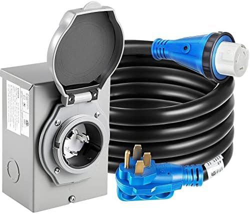 Gloppers 50 Amp Generator Cord and Power Inlet Box,50 Amp Generator Cords 25FT,125V/250V Generator Power Cord NEMA14-50P/SS2-50R Twist Lock Connector