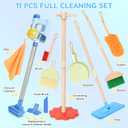 Dreamon Wooden Toddler Cleaning Set - 11Pcs Kids Cleaning Toy Set with 3-in-1 Kids Vacuum That Really Works, Montessori Cleaning Toys with Broom and Mop Set for Toddlers Girls Boys Age 3-6