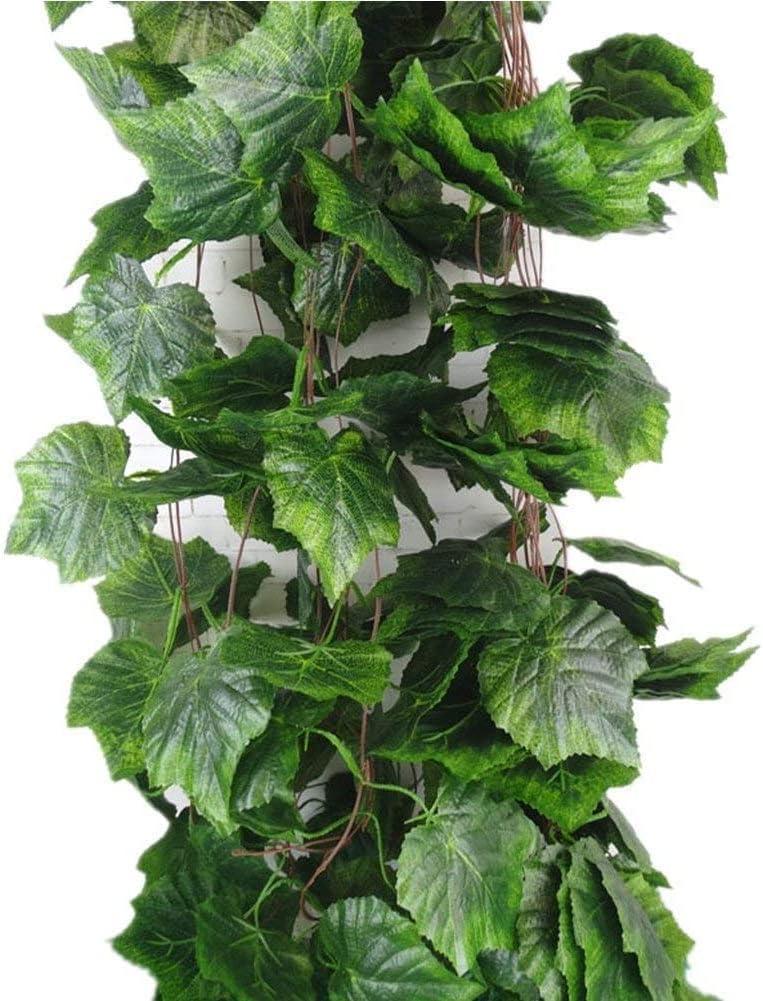 Meiliy 8 Ft 5pcs Artificial Greenery Ivy Vine Plants Foliage Grape Leaves Vine Simulation Flowers Vine Garland for Home Room Garden Wedding Outside Decoration (5pack)