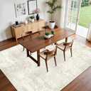 8x10 Area Rug for Living Room:Nursery Rug for Baby Girl Washable Vintage Rug with Non Slip Backing Indoor Floor Non Shedding Floral Low Pile Thin Carpets for Bedroom Dining Room Home Office Beige