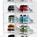 Large Shoe Boxes Clear Plastic Stackable，Drop Front Shoe Box with Clear Door, Shoe Containers For Sneaker Display,Fit up to US Size12