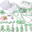 Durable Doctor Kit for Kids, 27 Pcs Deluxe Pretend Play Medical Toy with Real Stethoscope, Doctor Kit for Toddlers Boys Girls Birthday (Green)