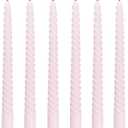6 Pack 10 Inch Pale Pink Spiral Taper Candles for Holiday Home Decoration, Unscented Dripless Twisted Candlesticks for Dinner Party Wedding Baby Shower and Easter
