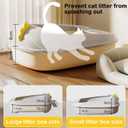 Open Litter Box, Anti-Splashing Cat Toilet with Litter Sifting Scoop - Semi-Enclosed, Removable Kitten Litter Box (White, Small)