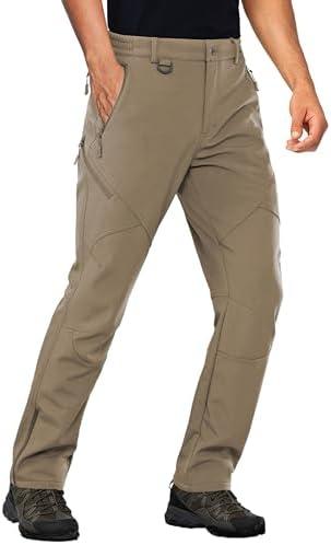 Stlight Mens Snow Ski Water Repellent Softshell Pants for Winter Hiking Fleece Lined Bottom Leg Zipper with 6 Zip Pockets, 34W/30L