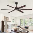 Fanbulous Ceiling Fan No Light, 48 Inch Indoor/Outdoor 6 Blades Ceiling Fan with Remote, 6-Speeds, Quiet Reversible DC Motor, Fans Without Light for Tilted Ceiling/Bedroom/Living Room/Patios (Oil Bronze)