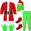 brableewear Christmas Green Giant Monster Costume for Kids Boys Christmas Furry Suit Santa Outfits Christmas Cosplay Costume (Large)