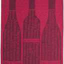 Coucke French Cotton Jacquard Towel, Bouteilles De Vin Bordeaux (Red Wine Bottle), 20-Inches by 30-Inches, Red