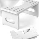 Foldable Toilet Stool, 7.5 Inches Bamboo Toilet Stool Squat for Adults, Collapsible Poop Stool for Bathroom, Potty Step Stool with Non-Slip Strip