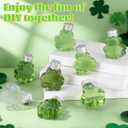 50 Pcs 50 ml Lucky Hanging Clover Bottles Mini Clover Shaped Beverage Bottles Paired with DIY Shamrocks Ornament for Party Favors, Drink Containers, Gift Supplies (Clear)