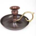 Copper Handmade Candle Holder for Rustic Home Decor with Handle Metal Candle Holders for Pillar Candles Gothic Decor Candlestick Holders (Oxide)