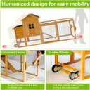 Chicken Coops for 1-2 Chickens with Wheels, Outdoor Wooden Hen House with Nesting Box, Large Rabbit Hutch, Outside Poultry House, Wire Fence Run Cages, Weatherproof for Backyard(Wooden)