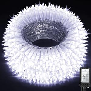 350LED Christmas Lights Indoor Outdoor, 90ft 12 Modes Cool White LED String Lights with Timer Dimmable, Waterproof Tree Lights for Xmas Patio Yard Fence Bedroom Wedding Garden Decor Cool White