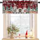 Litter Star Christmas Gnome Window Valance Rod Pocket Valanses for Kitchen Bedroom Window Merry Xmas Hat Valances Short Curtain Bathroom Treatment Drapes Rustic Wood Plank 2 Pack