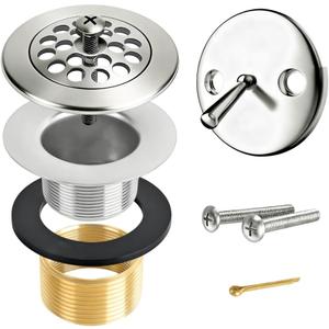 Bathtub Drain with Trip Lever,Tub Drain,Trip Lever Tub Drain Kit,Universal for 1-1/2" and 1-3/8" Bathtub Drain Replacement,with Strainer,Overflow and Matching Screws,Brushed Nickel