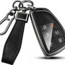 for Chevy Key Fob Cover PU Leather, 3/4/5/6 Button Heavy Duty Car Key Case for Chevy 2022 2023 2024 2025 2026 GMC Sierra 1500 Suburban Tahoe Yukon Denali Silverado 2500HD(Black-Black)