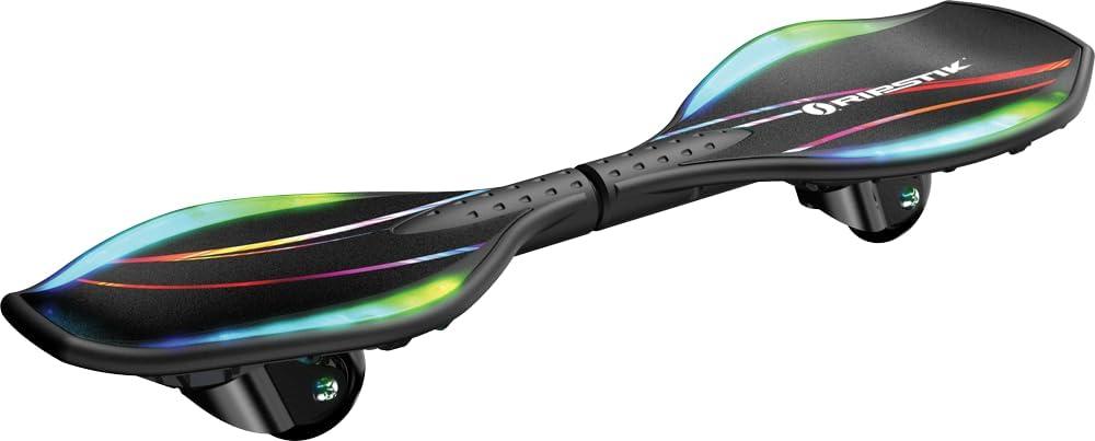 Razor Black Label RipStik Ripster Light UpTwo Wheel Caster Board with Multi-Color LED Lights, Compact and Lightweight, for Kids and Teens