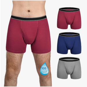Washable Incontinence Underwear for Men Cotton Boxer Briefs, Size Large