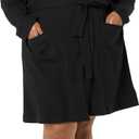 Amazon Essentials Women's Lightweight Cotton Waffle Mid-Length Bathrobe Black, 1X