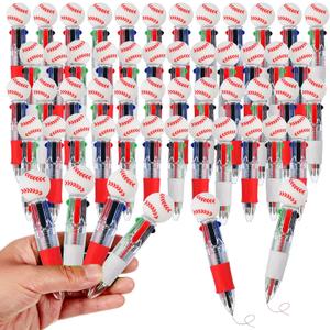 Baseball Party Favors baseball Pens Multicolor Pen in One Cute Fun 4-in-1 Pens Bulk Cool Ballpoint Pens for Birthday Gifts Teacher Supplies (Baseball, 48)