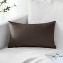 Artscope Luxury Velvet Pillow Covers Decorative Rectangle Pillowcases Soft Solid Cushion Cases for Couch Sofa Bedroom Car Decor 12x20 Inch Chocolate Brown