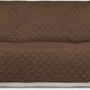 PureFit Reversible Quilted Sofa Cover, Water Resistant Slipcover Furniture Protector, Washable Couch Cover with Non Slip and Elastic Straps for Kids, Dogs, Pets (Oversized Sofa, Coffee/Ivory) (X-Large)