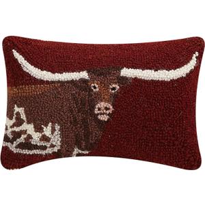 Peking Handicraft 30TG629C12OB Poly Filled Hook Throw Pillow, 12-inch Length, Wool and Cotton (Longhorn)