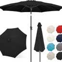 FLAME&SHADE 11 ft Patio Umbrella - Table Umbrella Outdoor with Push Button Tilt and Crank, UV Protection, 8 Sturdy Ribs, Market Umbrella for Garden, Deck, Backyard, Lawn, Pool and Beach(Black)