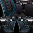 OASIS AUTO Car Seat Covers Front Seats, Sporty Honeycomb Waterproof Faux Leather Protectors, Universal Fit for SUV, Sedan, Truck Interior Accessories (OS-004 Black&Teal)