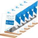 EHWINE 8.5 x 11 Acrylic Sign Holder, 6 Pack L Shape Frames With Wood Base, Clear Table Flyer Menu Stand for Office Business Store, Brown and Wood Color Base