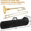 YAYUZEST Bb Tenor Slide Brass Trombone for Students Beginners Gold